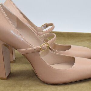NEW Stuart Weitzman Vida 100 MaryJane Block Heels Pumps 8.5 M Nude Flesh